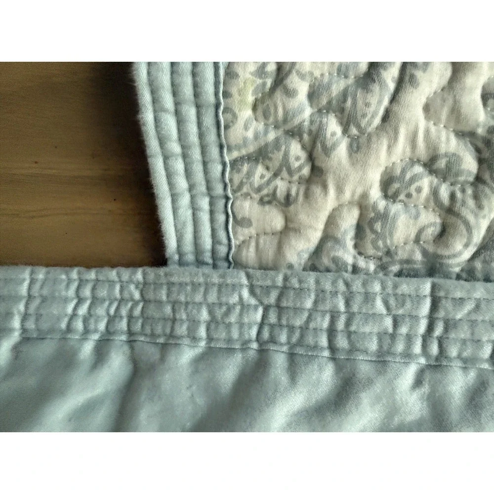 Company Store King Coverlet 2 Shams Set Blue Sage Paisley Cotton Quilt VTG